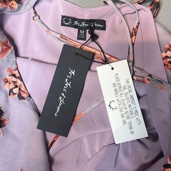 For Love & Lemons Purple Floral Mini Slip Dress & Sheer Kimono Duster Set O/S & - Picture 13 of 15